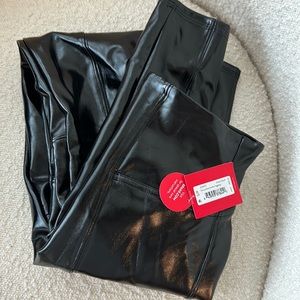 Spanx, black patent leather pants